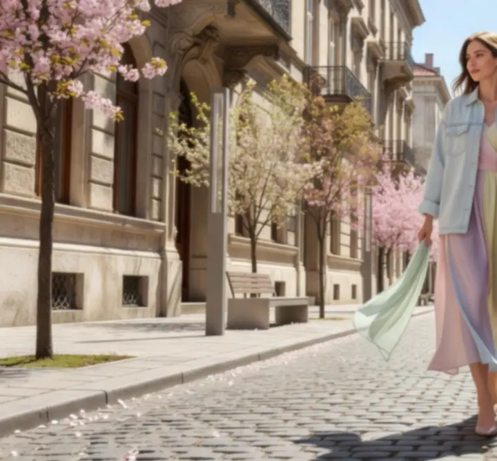 Tavaszi street style szett világos farmerrel és pasztell blézerrel